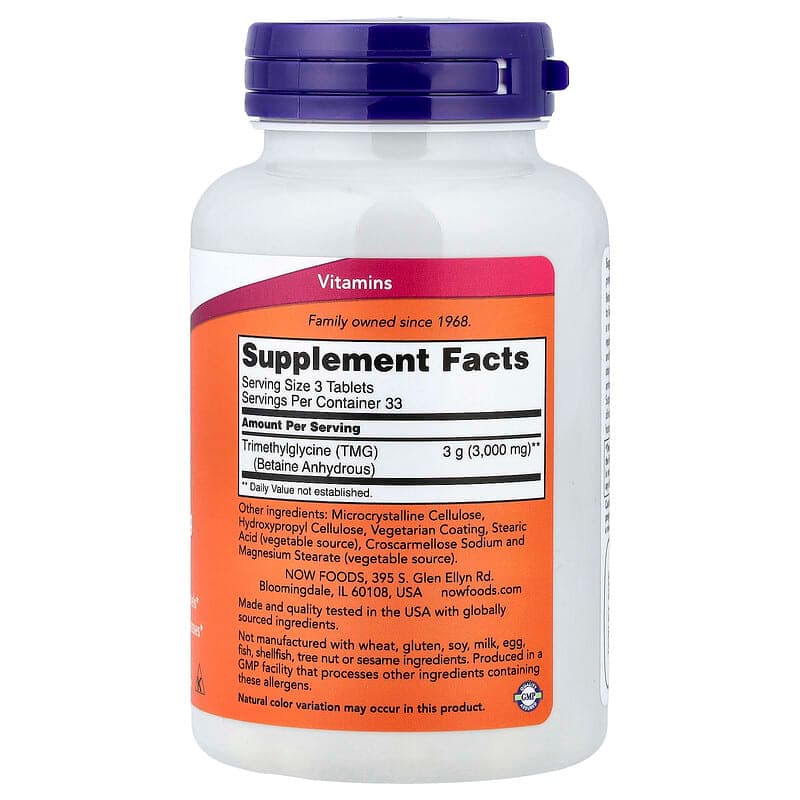 NOW Foods, TMG, Suplemento de refuerzo hepático, 1000 mg, 100 comprimidos – NOW Foods – imagen 2