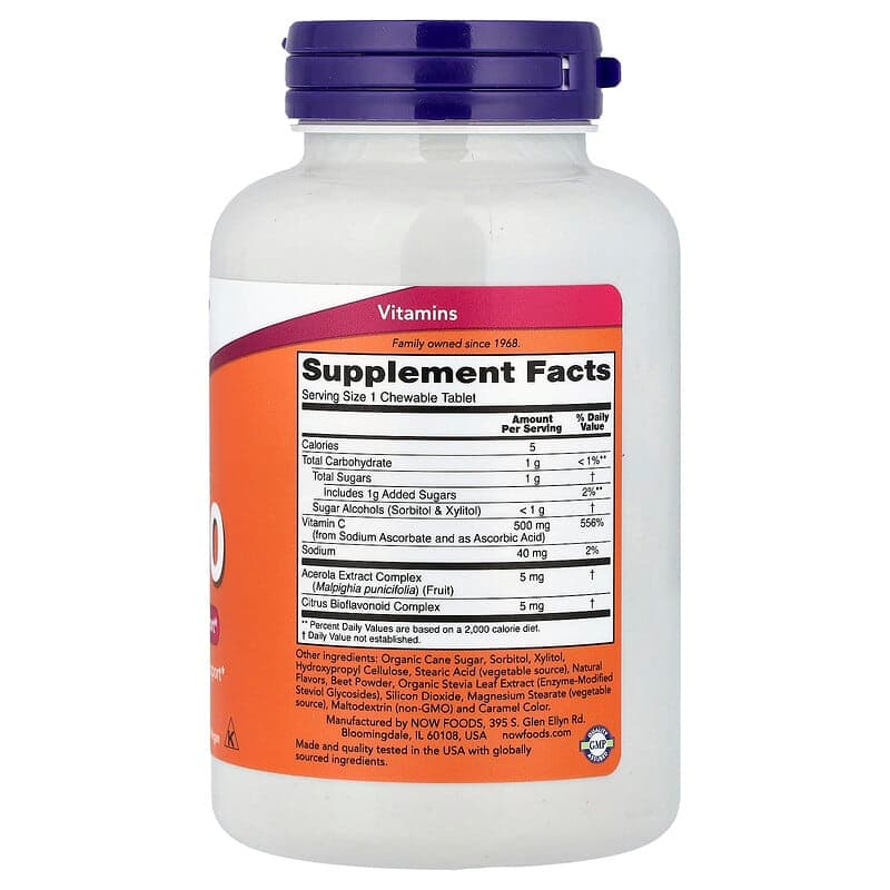 NOW Foods, C-500 masticable, Cereza, 100 comprimidos – NOW Foods – imagen 2