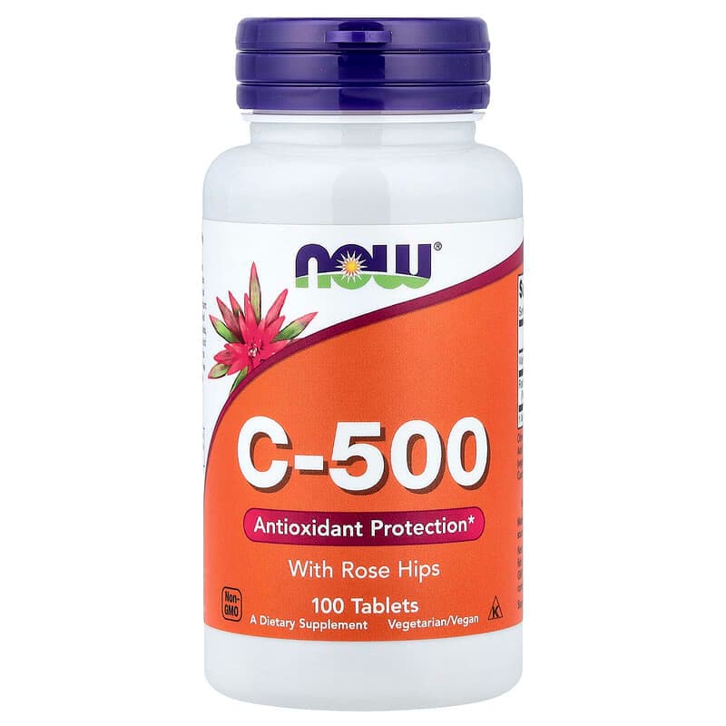 NOW Foods, C-500 Con rosa mosqueta, 100 comprimidos