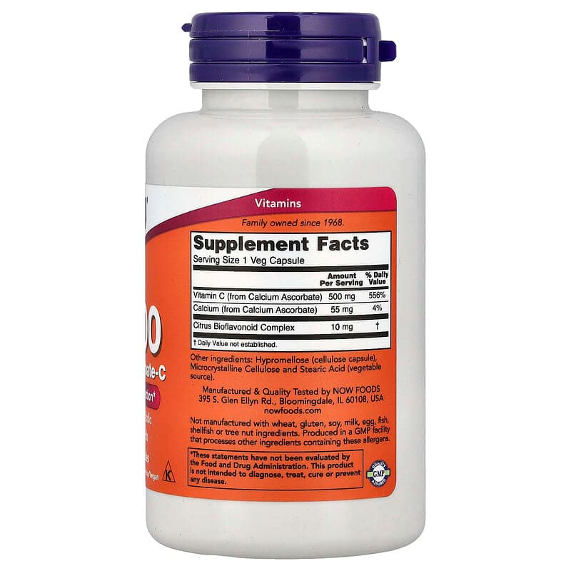 NOW Foods, C-500, Ascorbato de calcio-C, 100 cápsulas – NOW Foods – imagen 2