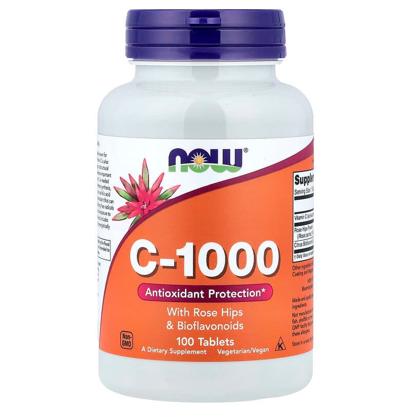 NOW Foods, C-1000, Con rosa mosqueta y bioflavonoides, 100 comprimidos