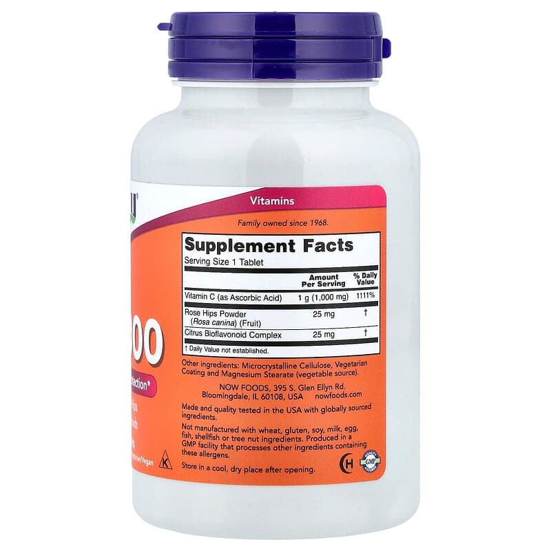 NOW Foods, C-1000, Con rosa mosqueta y bioflavonoides, 100 comprimidos – NOW Foods – imagen 2