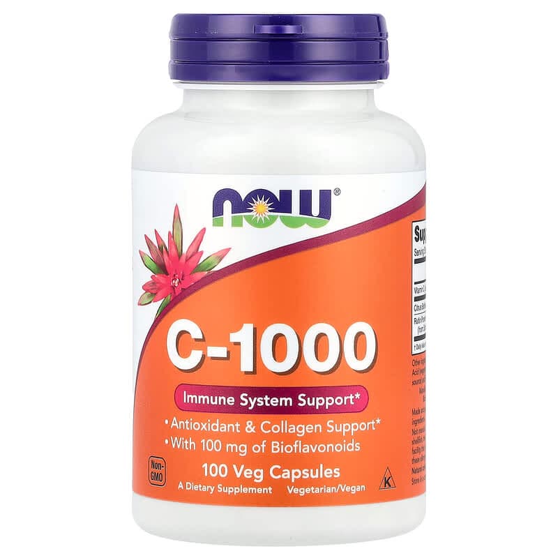 NOW Foods, Vitamina C-1000, 100 cápsulas vegetales