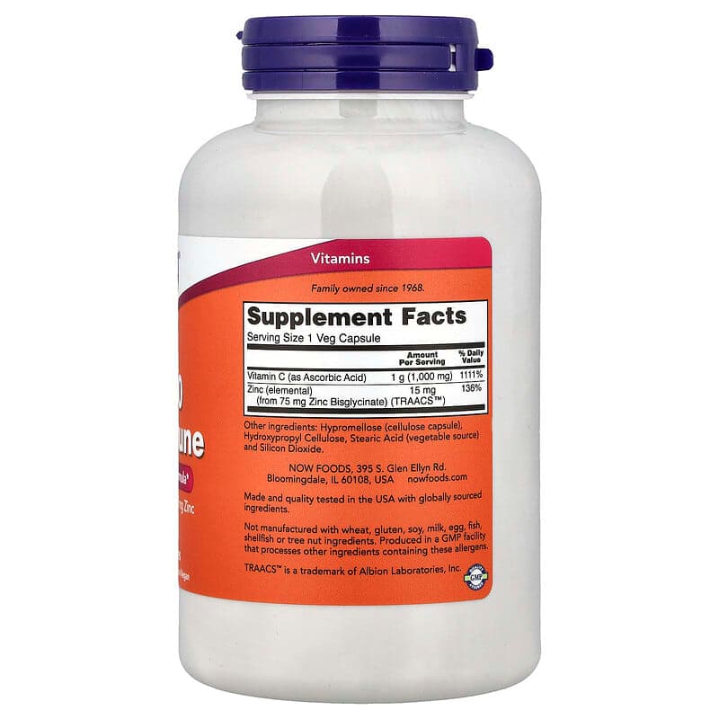 NOW Foods, Suplemento inmunitario con vitamina C-1000 y zinc, 180 cápsulas vegetales – NOW Foods – imagen 2