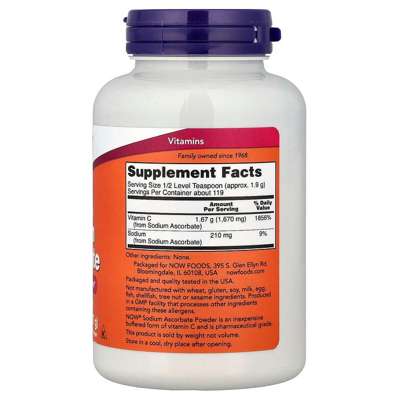NOW Foods, Ascorbato de sodio en polvo, 227 g (8 oz) – NOW Foods – imagen 2