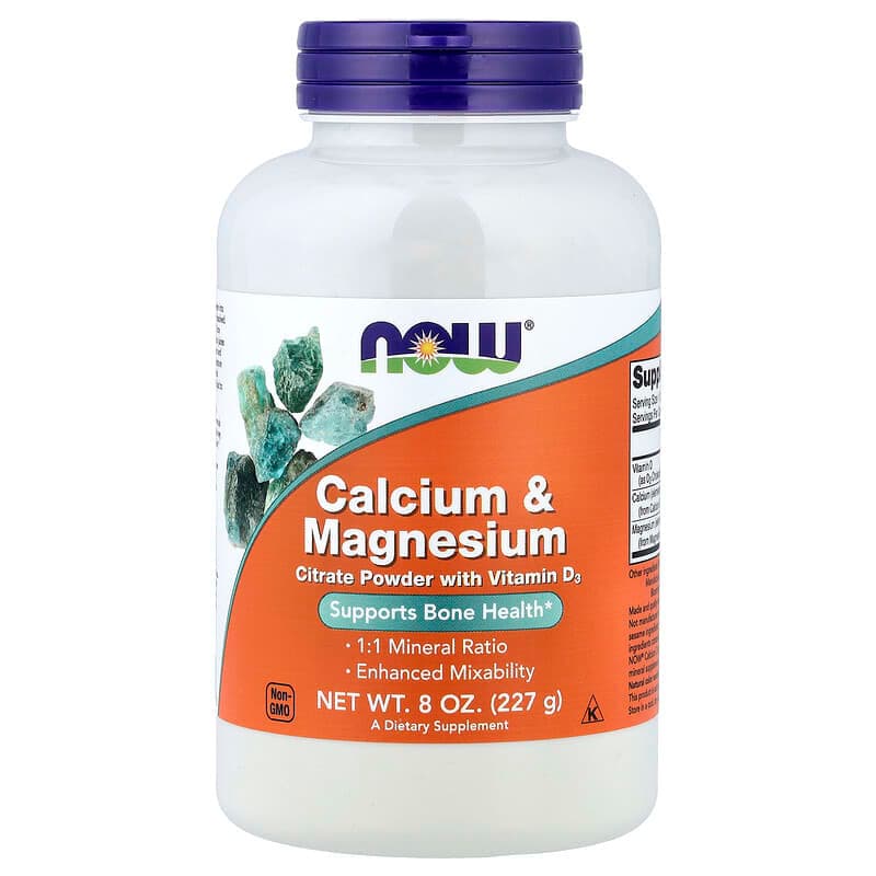 NOW Foods, Calcio y magnesio con vitamina D3, 227 g (8 oz)