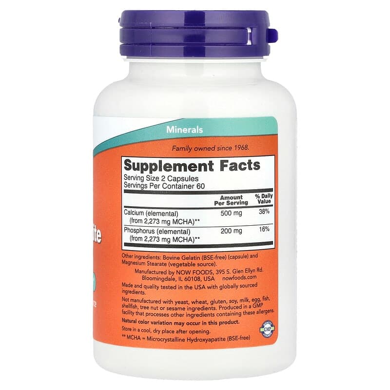 NOW Foods, Cápsulas de hidroxiapatita de calcio, 120 cápsulas – NOW Foods – imagen 2