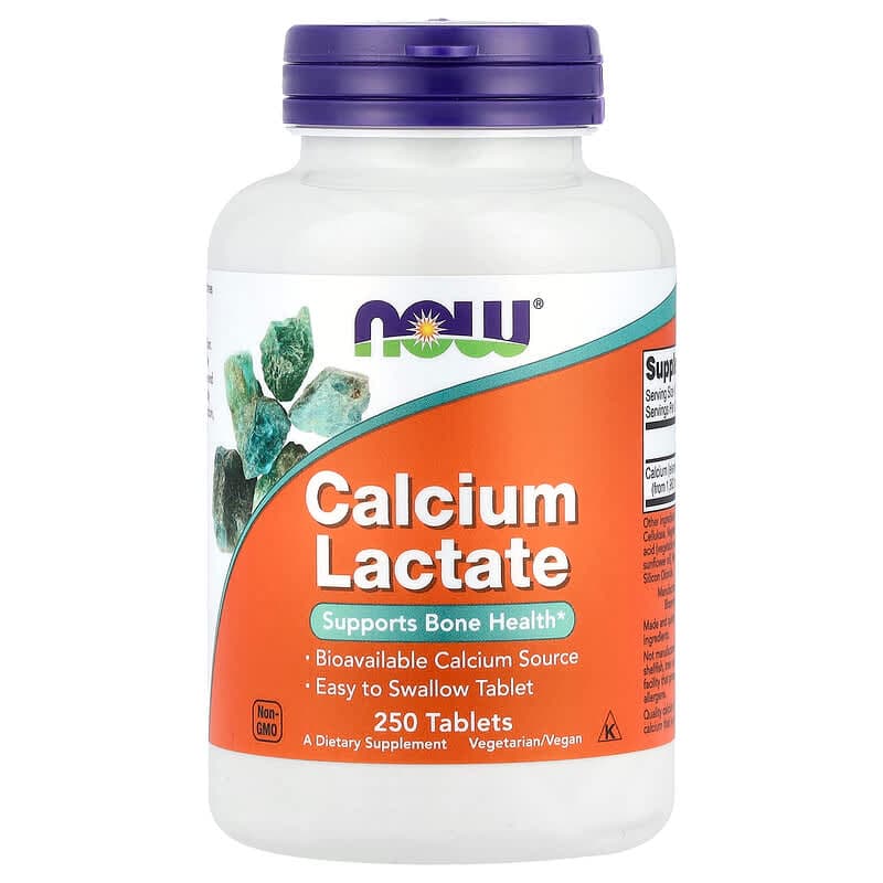 NOW Foods, Lactato de calcio, 250 comprimidos (85 mg por comprimido)