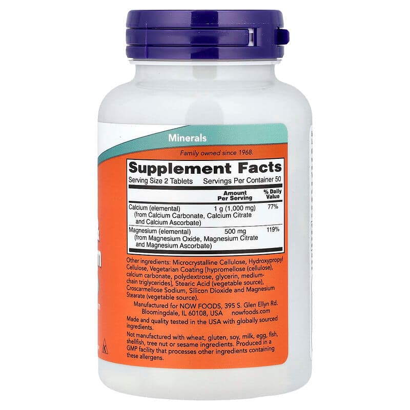 NOW Foods, Calcio y magnesio`` 100 comprimidos – NOW Foods – imagen 2