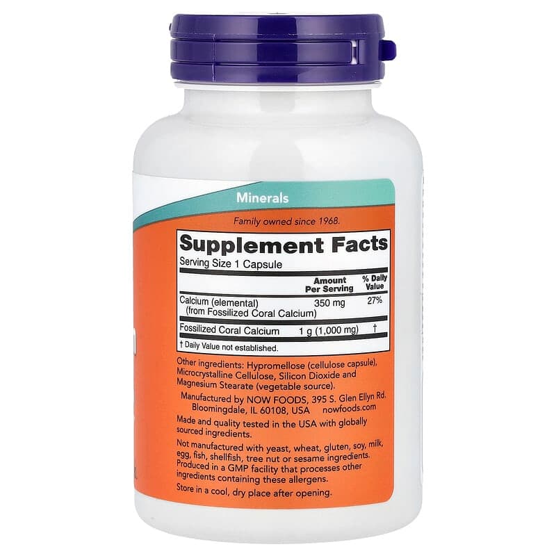 NOW Foods, Calcio de coral, 350 mg, 100 cápsulas – NOW Foods – imagen 2
