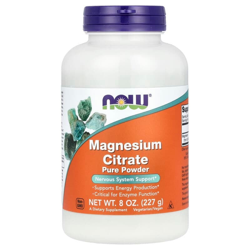 NOW Foods, Citrato de magnesio puro en polvo, 227 g (8 oz)