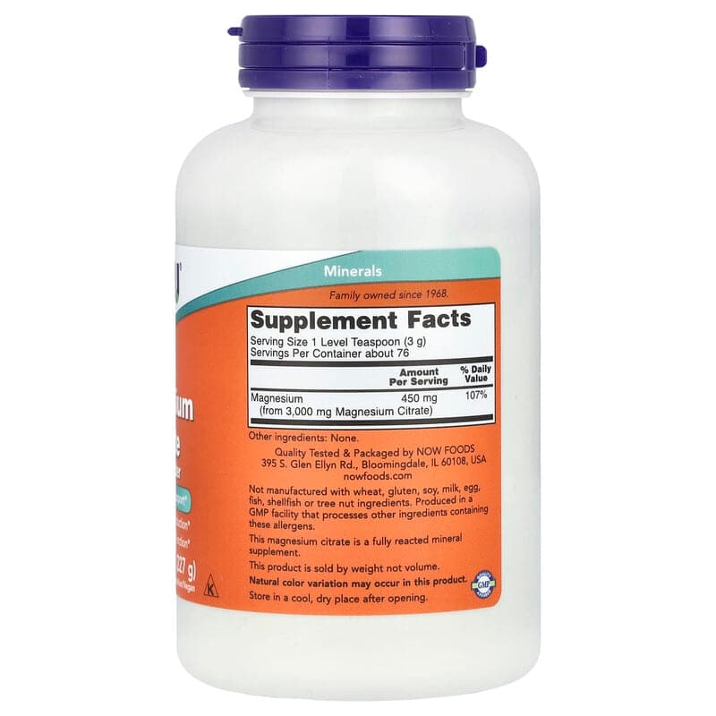 NOW Foods, Citrato de magnesio puro en polvo, 227 g (8 oz) – NOW Foods – imagen 2