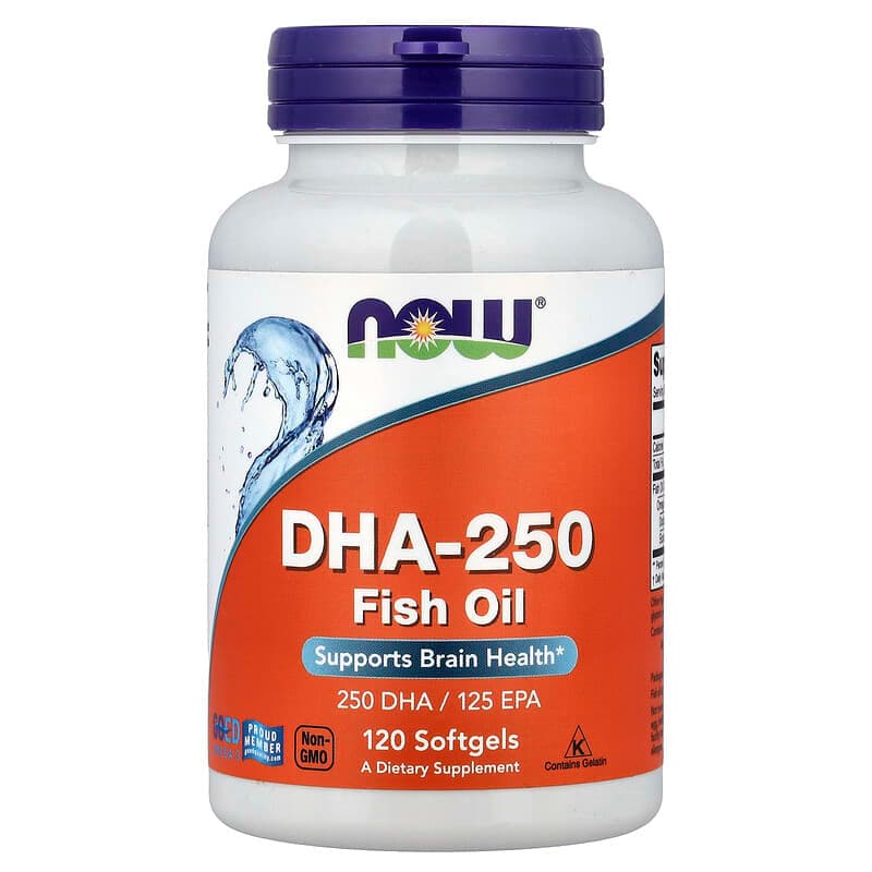 NOW Foods, DHA-250, Aceite de pescado, 120 cápsulas blandas