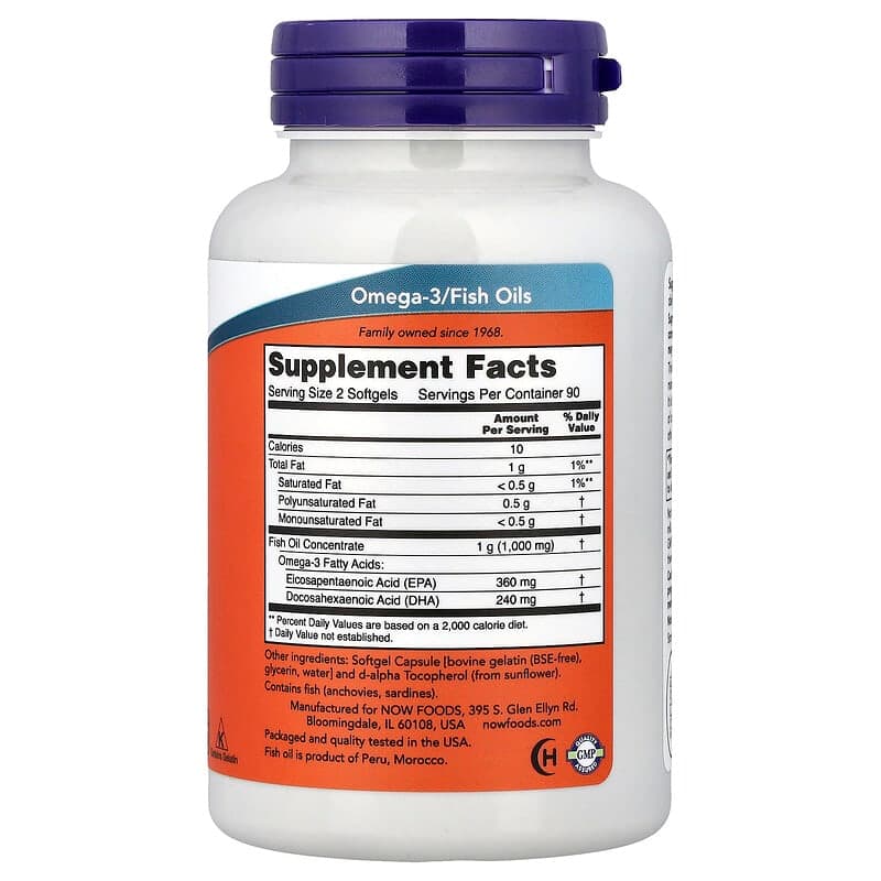 NOW Foods, Aceite de pescado en minicápsulas con omega-3, 180 cápsulas blandas (0,5 g por cápsula blanda) – NOW Foods – imagen 2