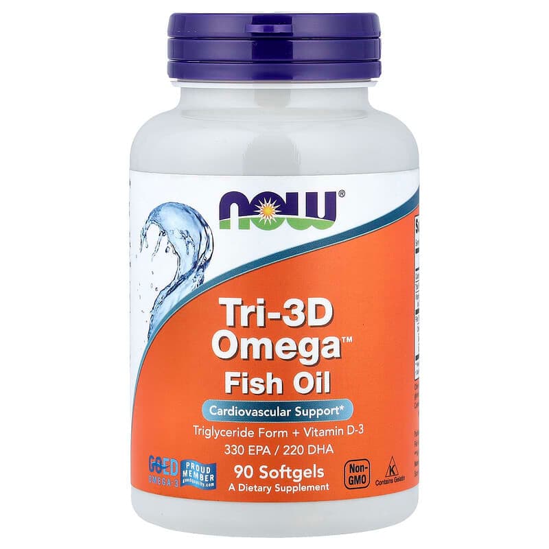 NOW Foods, Tri-3D Omega™, Aceite de pescado, 90 cápsulas blandas