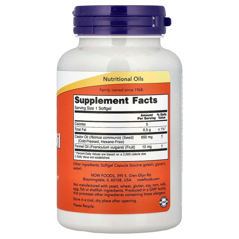 NOW Foods, Aceite de ricino, 120 cápsulas blandas – NOW Foods – imagen 2