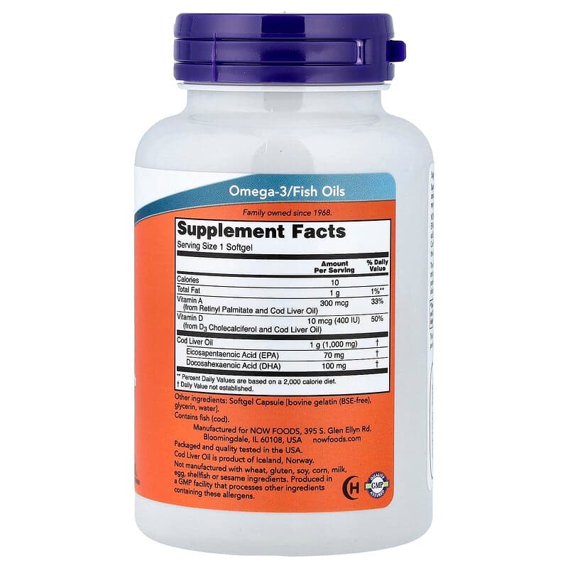 NOW Foods, Aceite de hígado de bacalao, 1000 mg, 90 cápsulas blandas – NOW Foods – imagen 2
