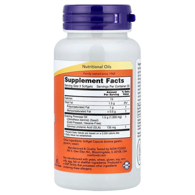 NOW Foods, Aceite de onagra, 500 mg, 100 cápsulas blandas – NOW Foods – imagen 2
