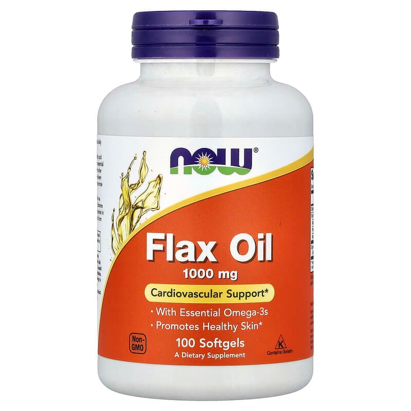 NOW Foods, Aceite de linaza, 1000 mg, 100 cápsulas blandas (1000 mg por cápsula blanda)