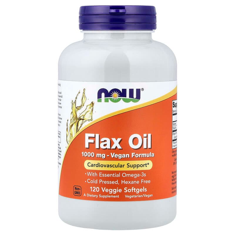 NOW Foods, Aceite de lino, 1000 mg, 120 cápsulas blandas vegetales