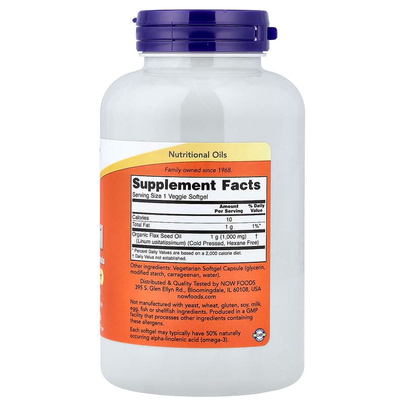 NOW Foods, Aceite de lino, 1000 mg, 120 cápsulas blandas vegetales – NOW Foods – imagen 2
