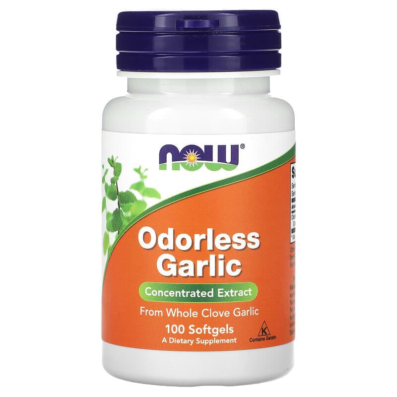 NOW Foods, Ajo inoloro, Extracto concentrado, 100 cápsulas blandas (25 mg por cápsula blanda)