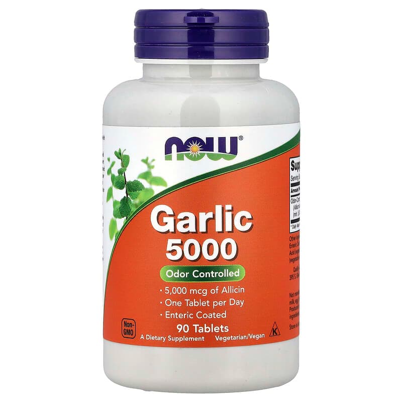 NOW Foods, Ajo 5000, 90 comprimidos (500 mg por comprimido)