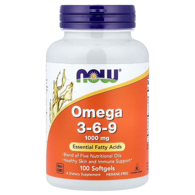 NOW Foods, Omega-3, -6 y -9, 100 cápsulas blandas