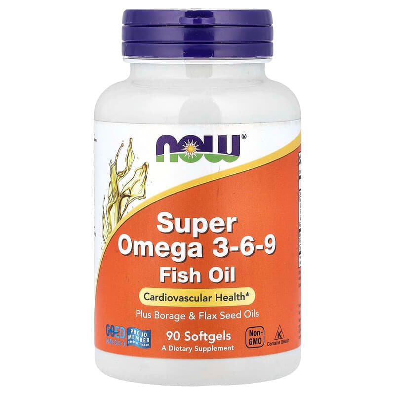 NOW Foods, Aceite de pescado con super omega-3, -6 y -9, 90 cápsulas blandas