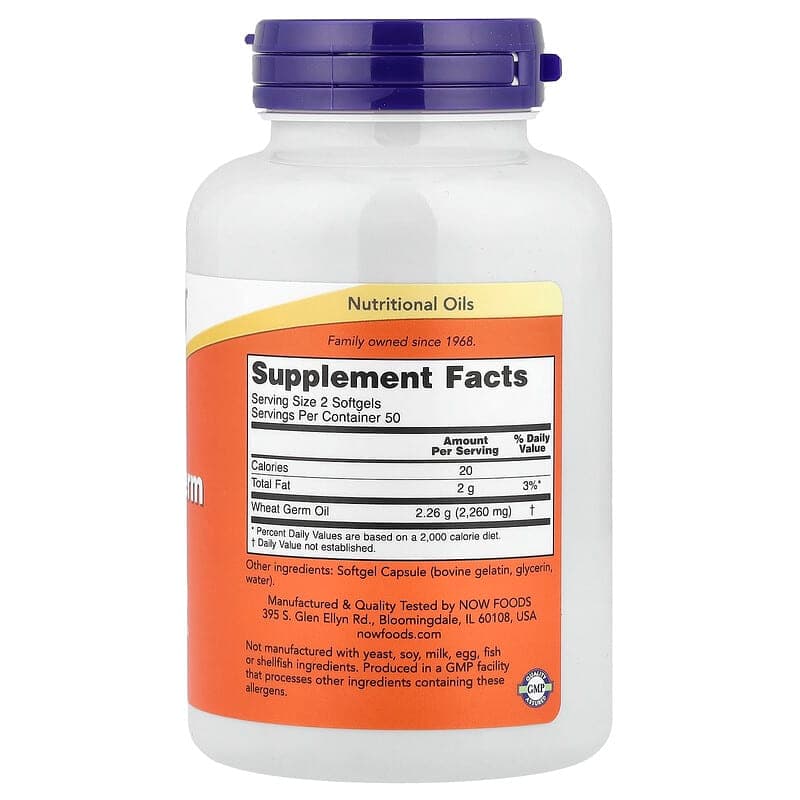 NOW Foods, Aceite de germen de trigo, 1130 mg, 100 cápsulas blandas – NOW Foods – imagen 2