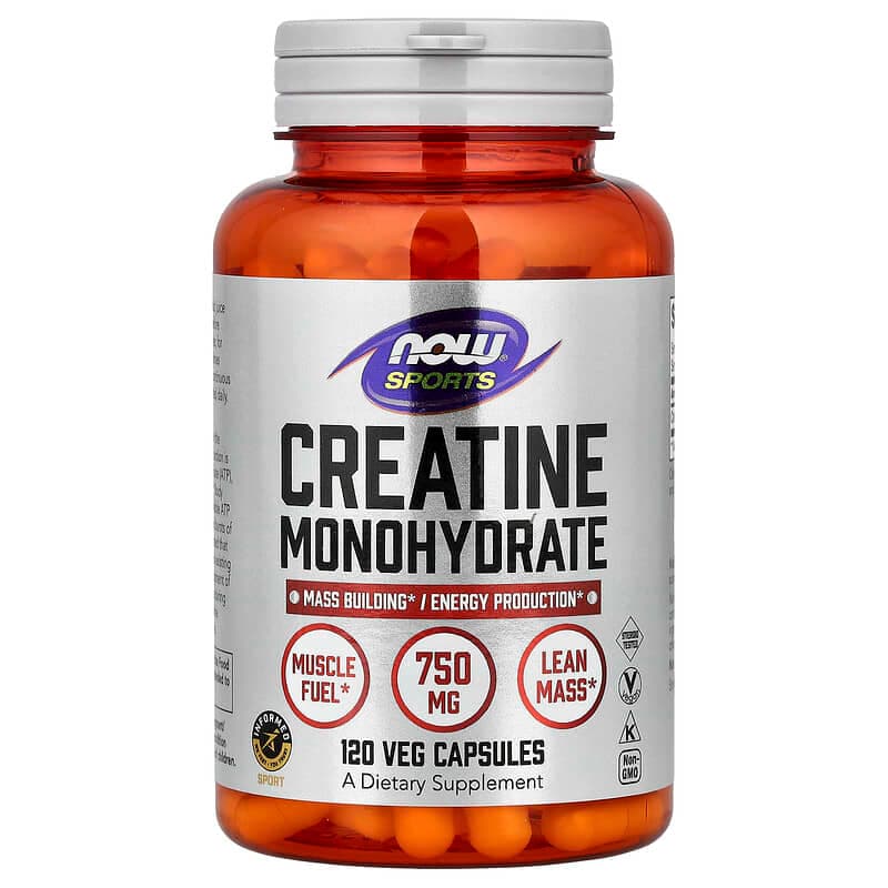 NOW Foods, Sports, Monohidrato de creatina, 120 cápsulas vegetales (0,75 g por cápsula)