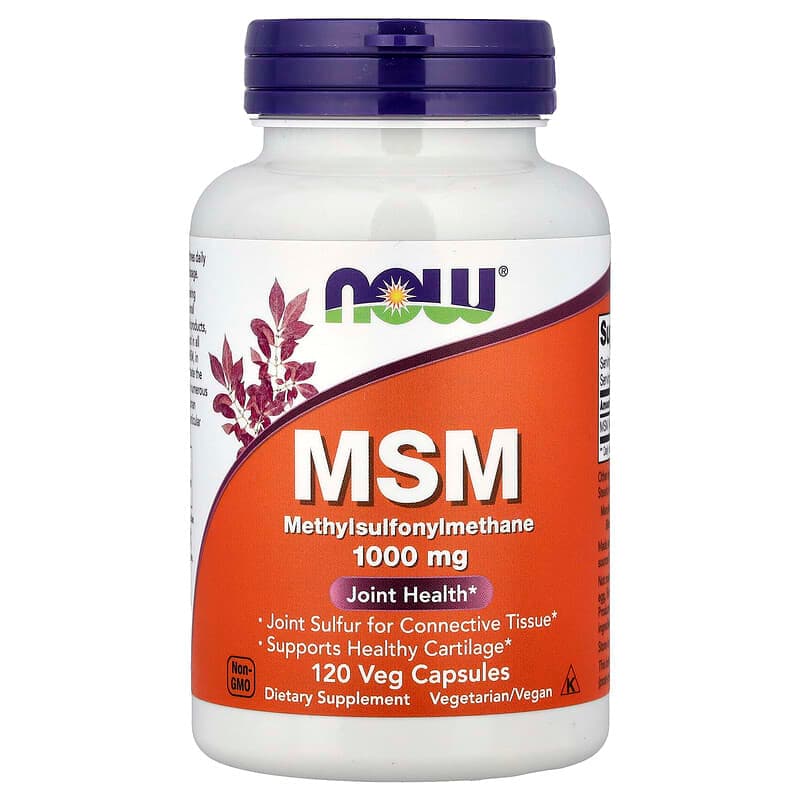 NOW Foods, MSM, Metilsulfonilmetano, 120 cápsulas vegetales (1000 mg por cápsula)