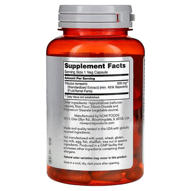NOW Foods, Deportes, Tribulus, 500 mg, 100 cápsulas vegetales – NOW Foods – imagen 2