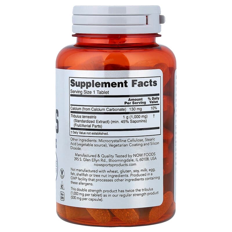 NOW Foods, Deportes, Tribulus, 1000 mg, 90 comprimidos – NOW Foods – imagen 2