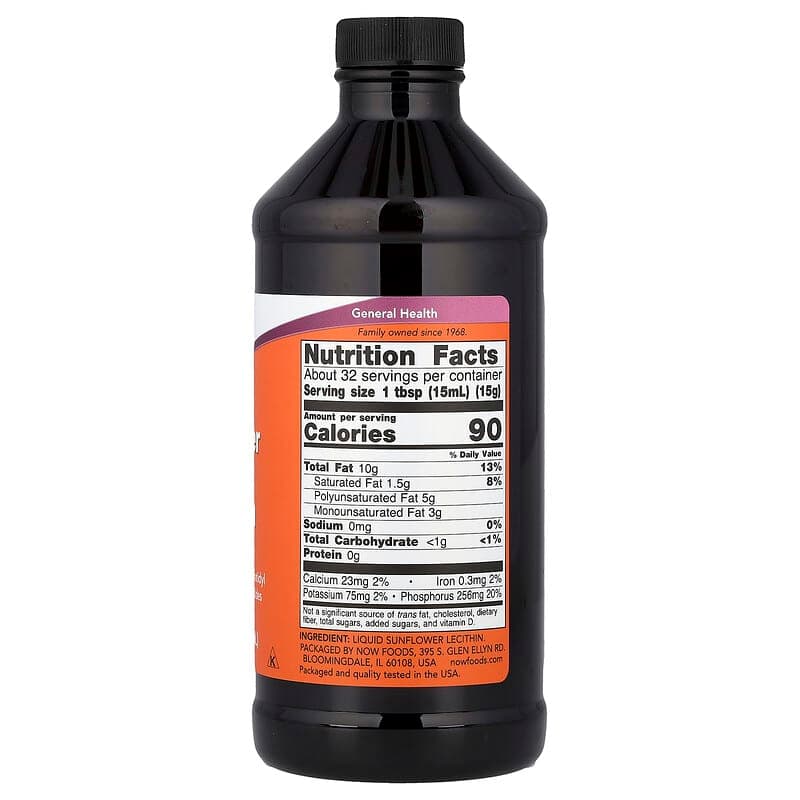 NOW Foods, Lecitina líquida de girasol, 473 ml (16 oz. Líq.) – NOW Foods – imagen 2