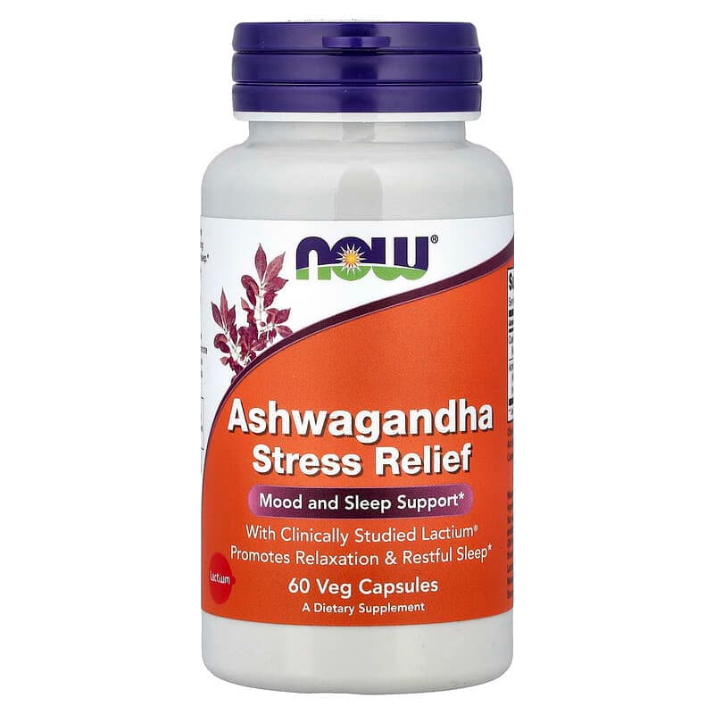 NOW Foods, Ashwagandha para aliviar el estrés, 60 cápsulas vegetales