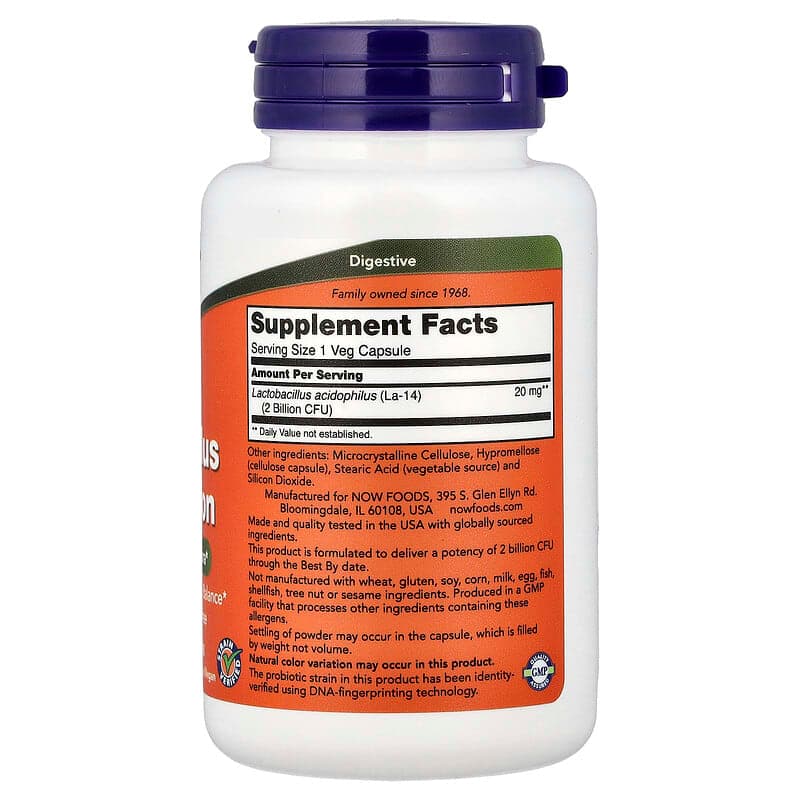 NOW Foods, Acidophilus, Dos mil millones, Suplemento alimentario, 100 cápsulas vegetales – NOW Foods – imagen 2