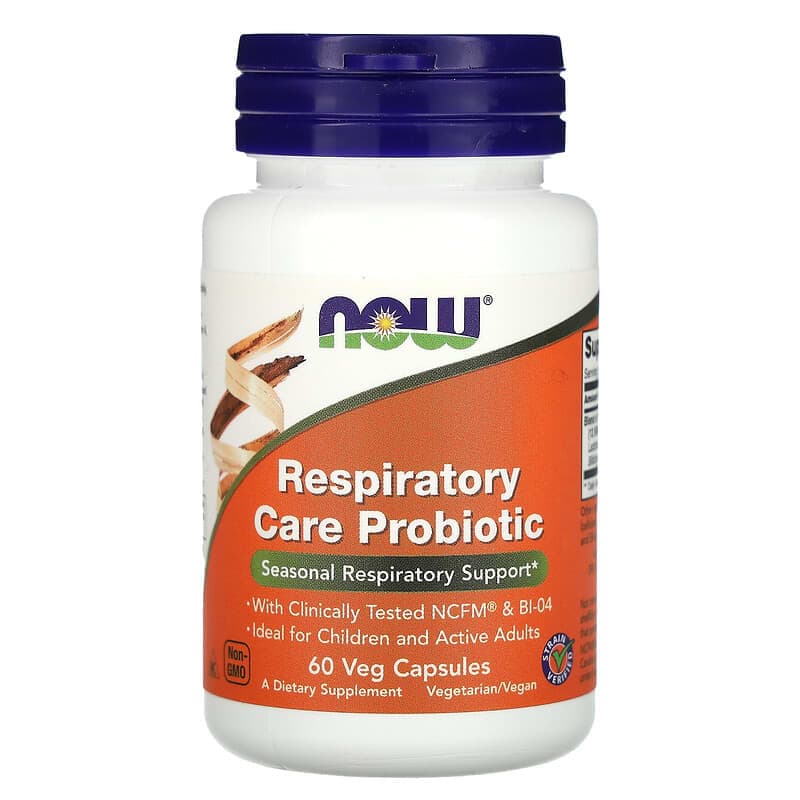 NOW Foods, Probiótico para el cuidado respiratorio, 60 cápsulas vegetales