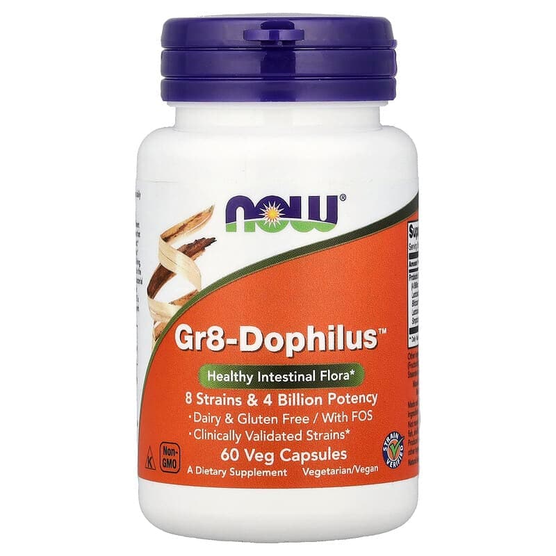 NOW Foods, Gr8-Dophilus™, 60 cápsulas vegetales