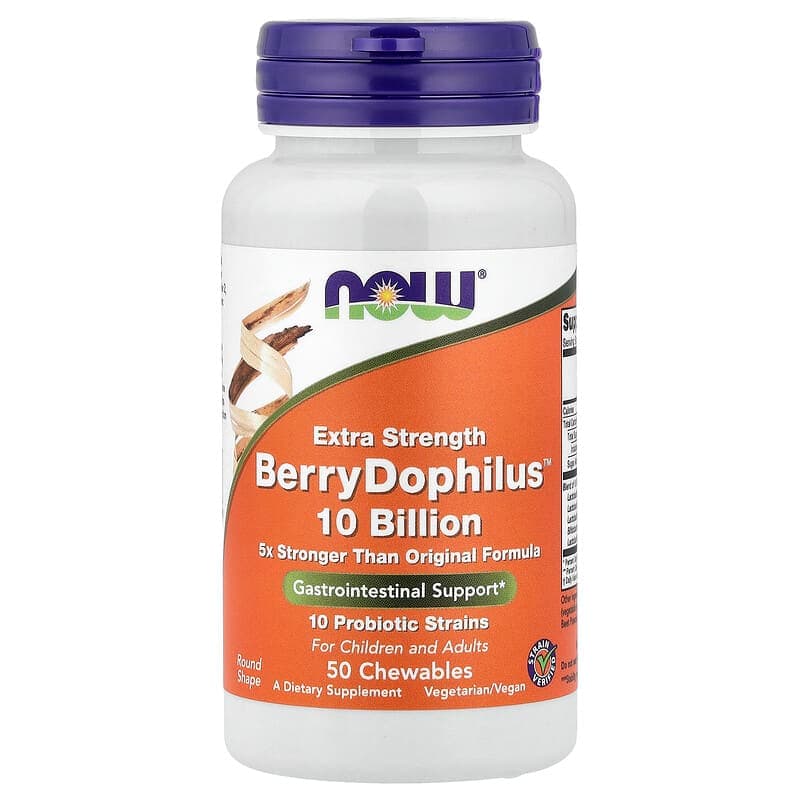 NOW Foods, Berry Dophilus™, 50 comprimidos masticables