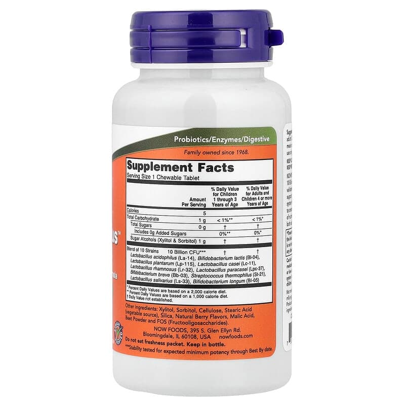 NOW Foods, Berry Dophilus™, 50 comprimidos masticables – NOW Foods – imagen 2