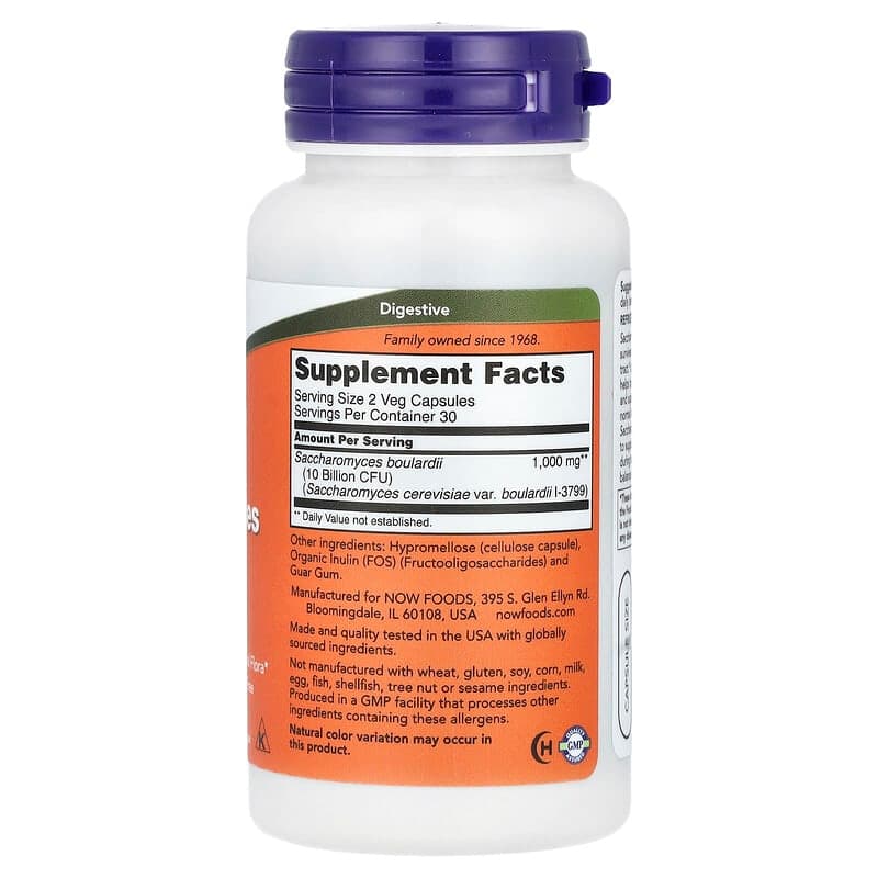 NOW Foods, Saccharomyces boulardii, Suplemento probiótico, 5000 millones de UFC, 60 cápsulas vegetales – NOW Foods – imagen 2