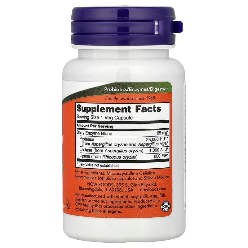 NOW Foods, Suplemento completo para la digestión de lácteos, 90 cápsulas vegetales – NOW Foods – imagen 2