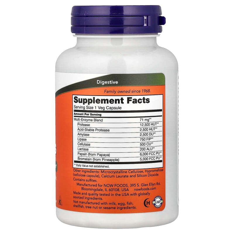 NOW Foods, Enzimas vegetales`` 120 cápsulas vegetales – NOW Foods – imagen 2