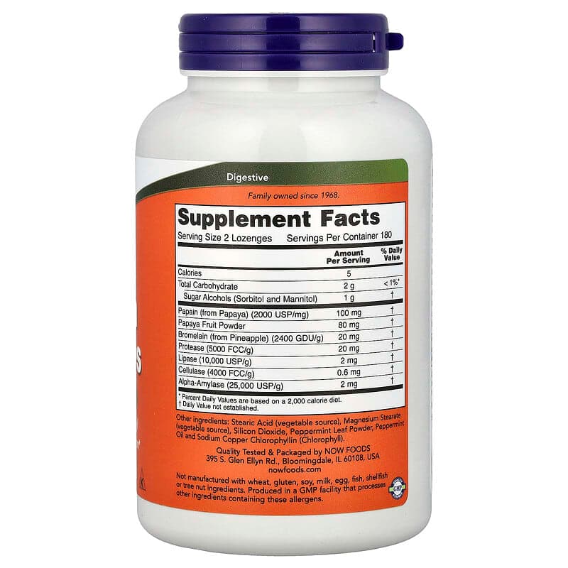 NOW Foods, Enzimas de papaya masticables, 360 pastillas – NOW Foods – imagen 2