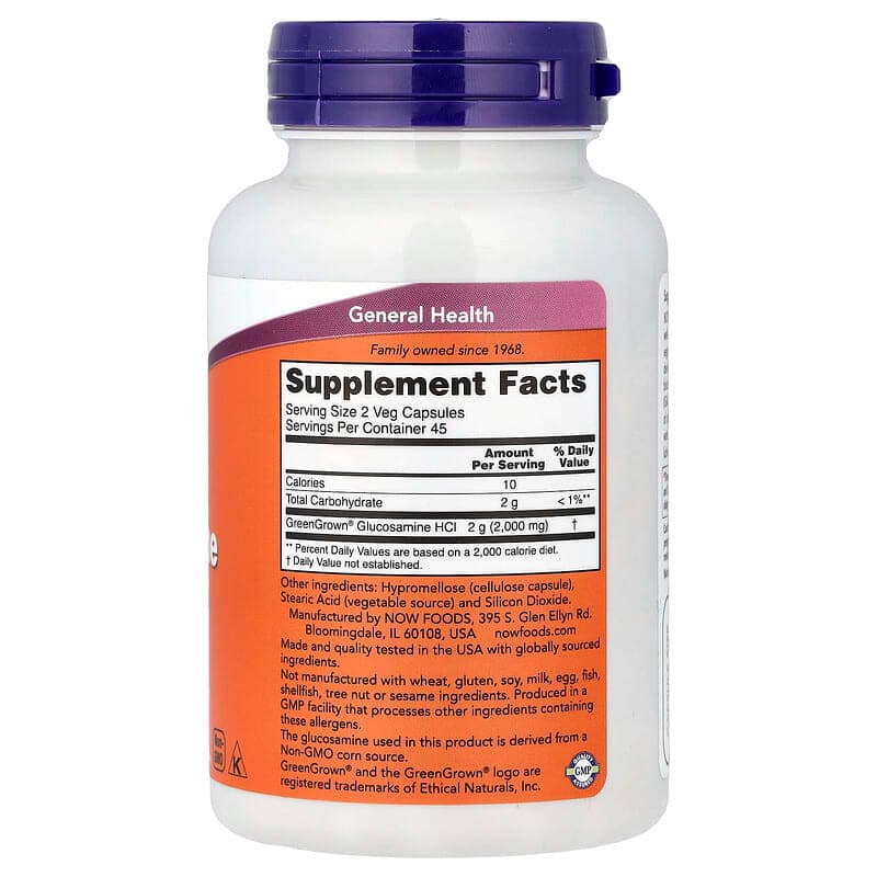 NOW Foods, Glucosamina vegetal “1000”, 90 cápsulas vegetales (1000 mg por cápsula) – NOW Foods – imagen 2