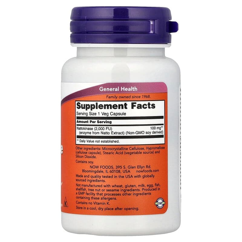NOW Foods, Natoquinasa, 100 mg, 60 cápsulas vegetales – NOW Foods – imagen 2