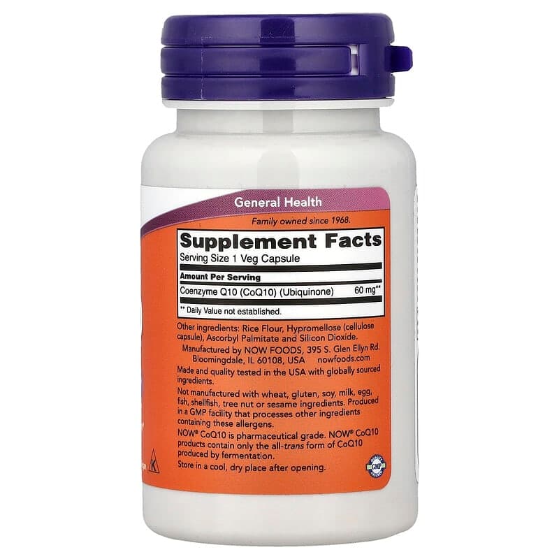 NOW Foods, CoQ10, 60 mg, 60 cápsulas vegetales – NOW Foods – imagen 2