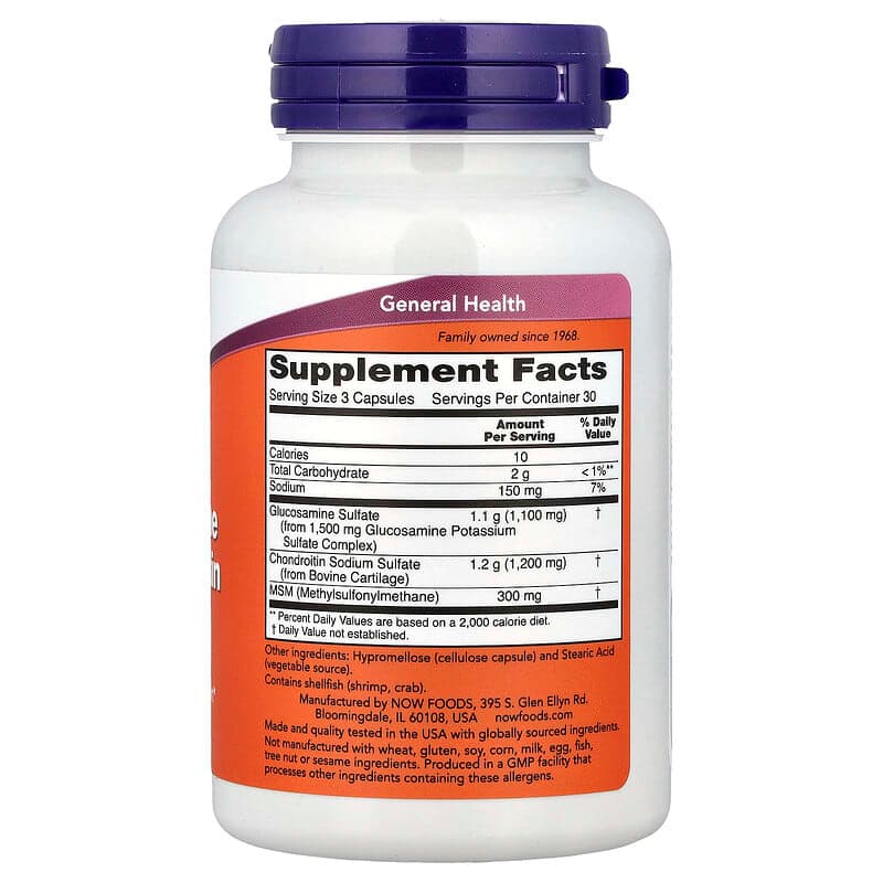 NOW Foods, Glucosamina & Condroitina con MSM, 90 cápsulas – NOW Foods – imagen 2