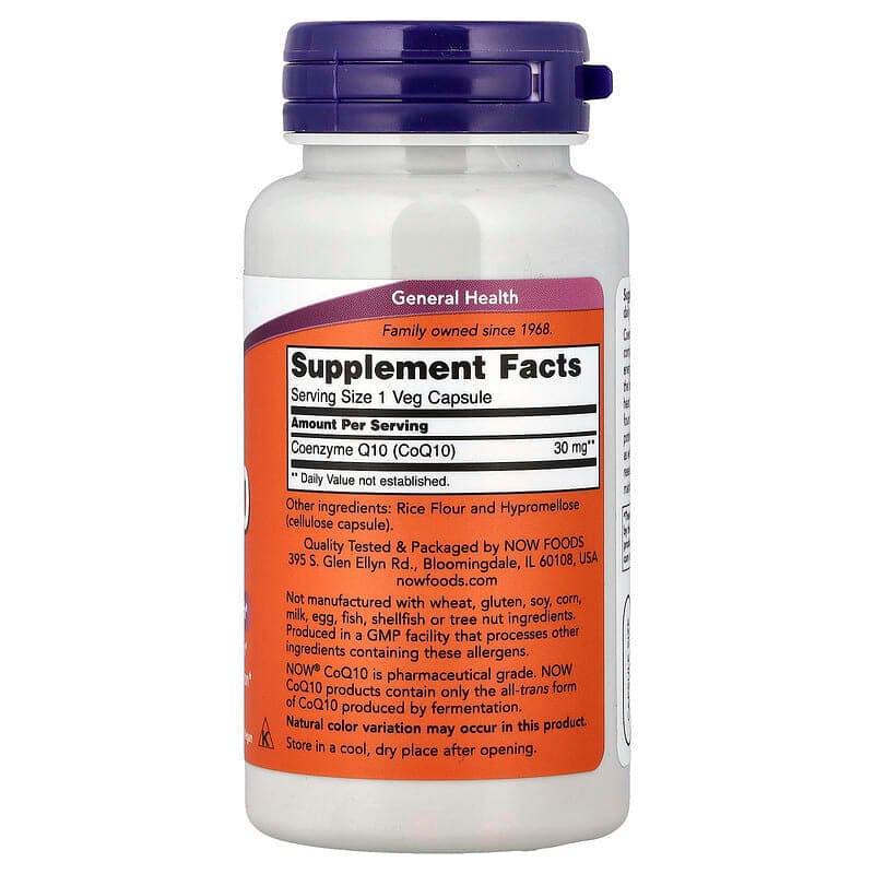 NOW Foods, CoQ10, 30 mg, 120 cápsulas vegetales – NOW Foods – imagen 2
